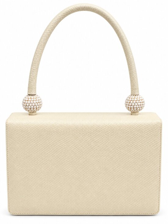 Judith Leiber Handbags - Vintage Judith Leiber Ivory Top Handle Bag Beaded Structured Handbag